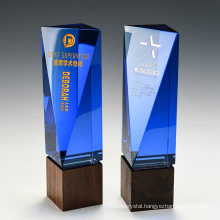 K9 Blue Award Wooden Plaque Base and Block Crystal Wood Shield Trophy